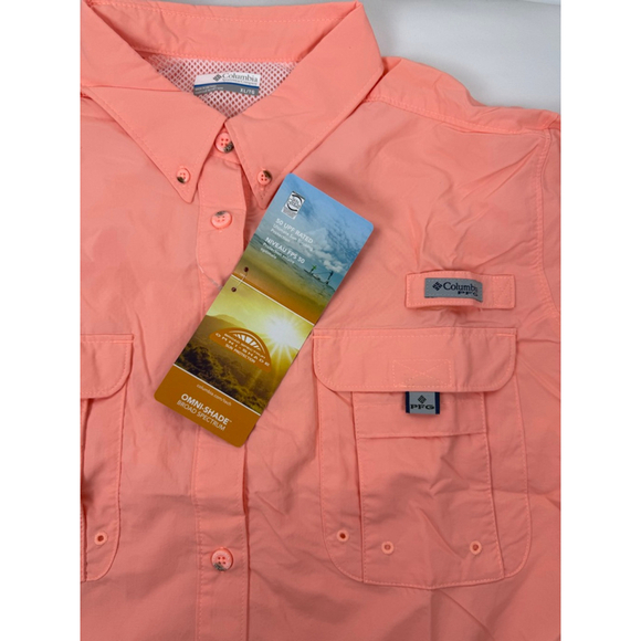 Women's Columbia PFG Bahama Short Sleeve Shirt Pink XL/TG - Picture 3 of 8
